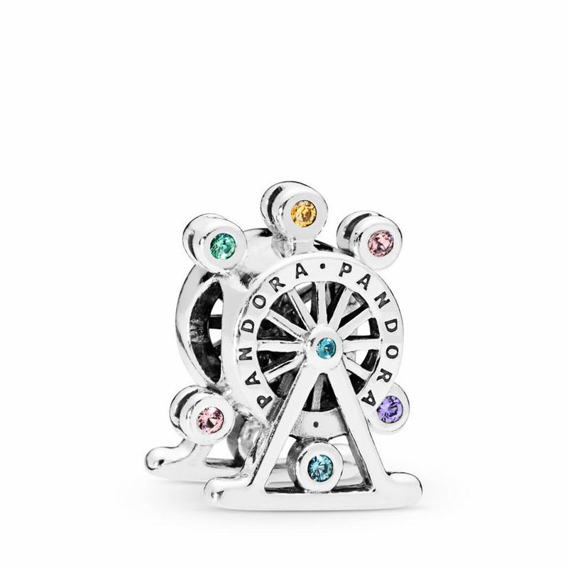 Pandora Ferris Wheel Charm Ireland - Sterling Silver/Blue/Mixed Stones - 684053DAJ